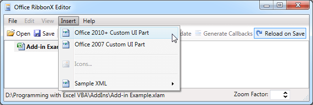 插入 Office 2010+ Custom UI Part